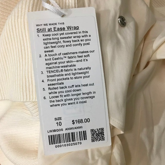 NWT $168 Lululemon Still At Ease Wrap Cardigan Sweater Angel Wing Size 10 - Picture 13 of 15